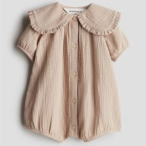 NWT H&M ADORABLES COTTON MUSLIN ROMPER SUIT BEIGE 🧡